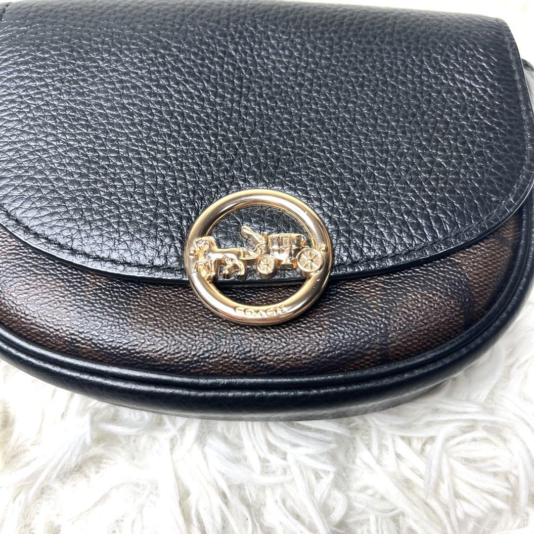 COACH コーチ ジェイドミニベルト　ショルダー ウエストバッグ 黒 茶 COACH コーチ ジェイドミニベルト ショルダー ウエストバッグ 黒 茶