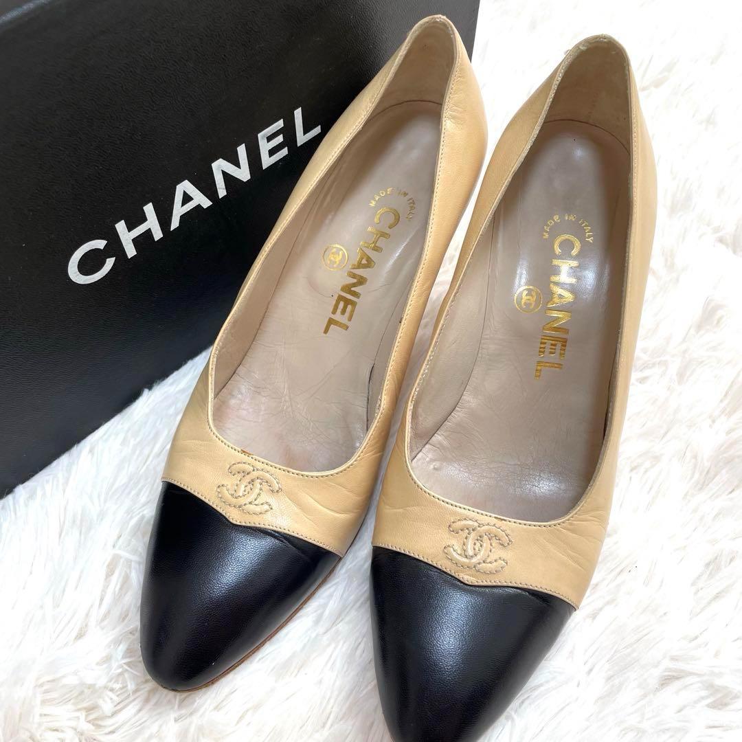 ✨高級✨CHANEL シャネル ココマーク パンプス バイカラー