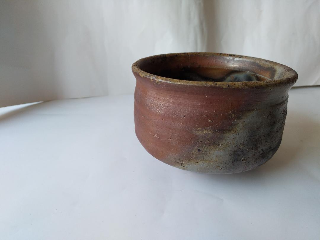 藤原謙 青備前焼 備前茶碗 備前焼茶碗 茶道具  抹茶碗 新品 未使用 です。