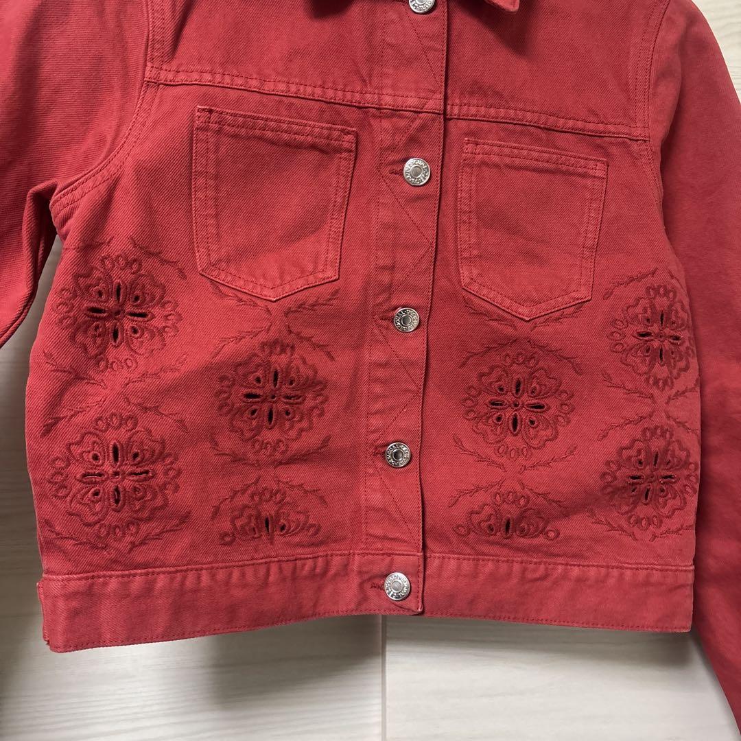 Desigual☆刺繍入り レッド ジャケット デニム Gジャン