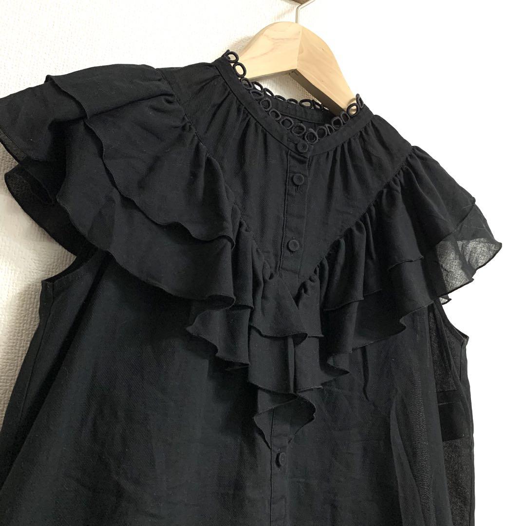 今期新作✨ANAYI✨強撚ボイルダブルラッフルブラウス ブラック