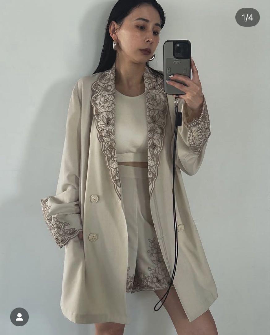 ジャケット・アウター MEDI LACE EMBROIDERY COLLAR JACKET MEDI LACE EMBROIDERY COLLAR JACKET