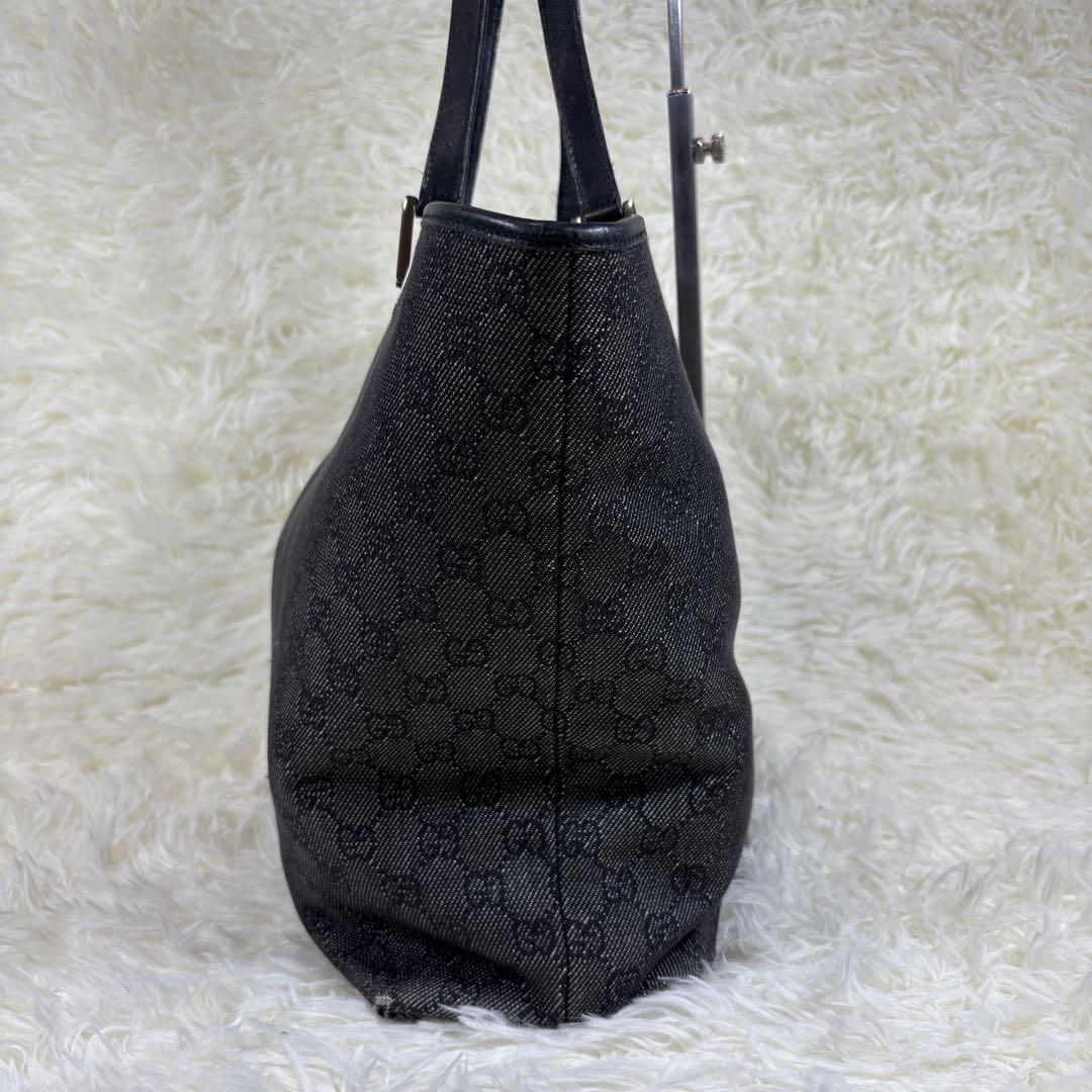 GUCCI GGキャンバス レザー　トートバッグ　ブラック　GG ハンドバッグ