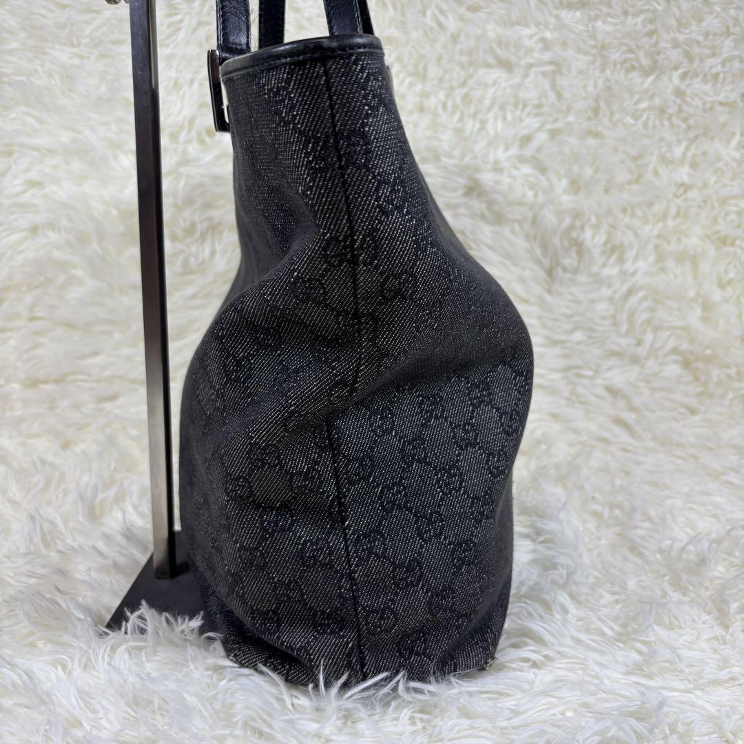 GUCCI GGキャンバス レザー　トートバッグ　ブラック　GG ハンドバッグ
