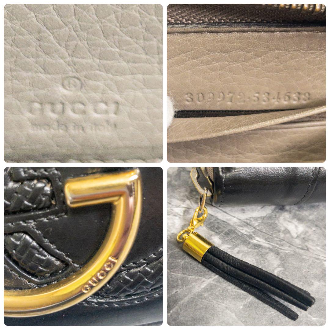入手困難GUCCIツイル インターロッキングG ラウンドファスナー長財布レザー黒