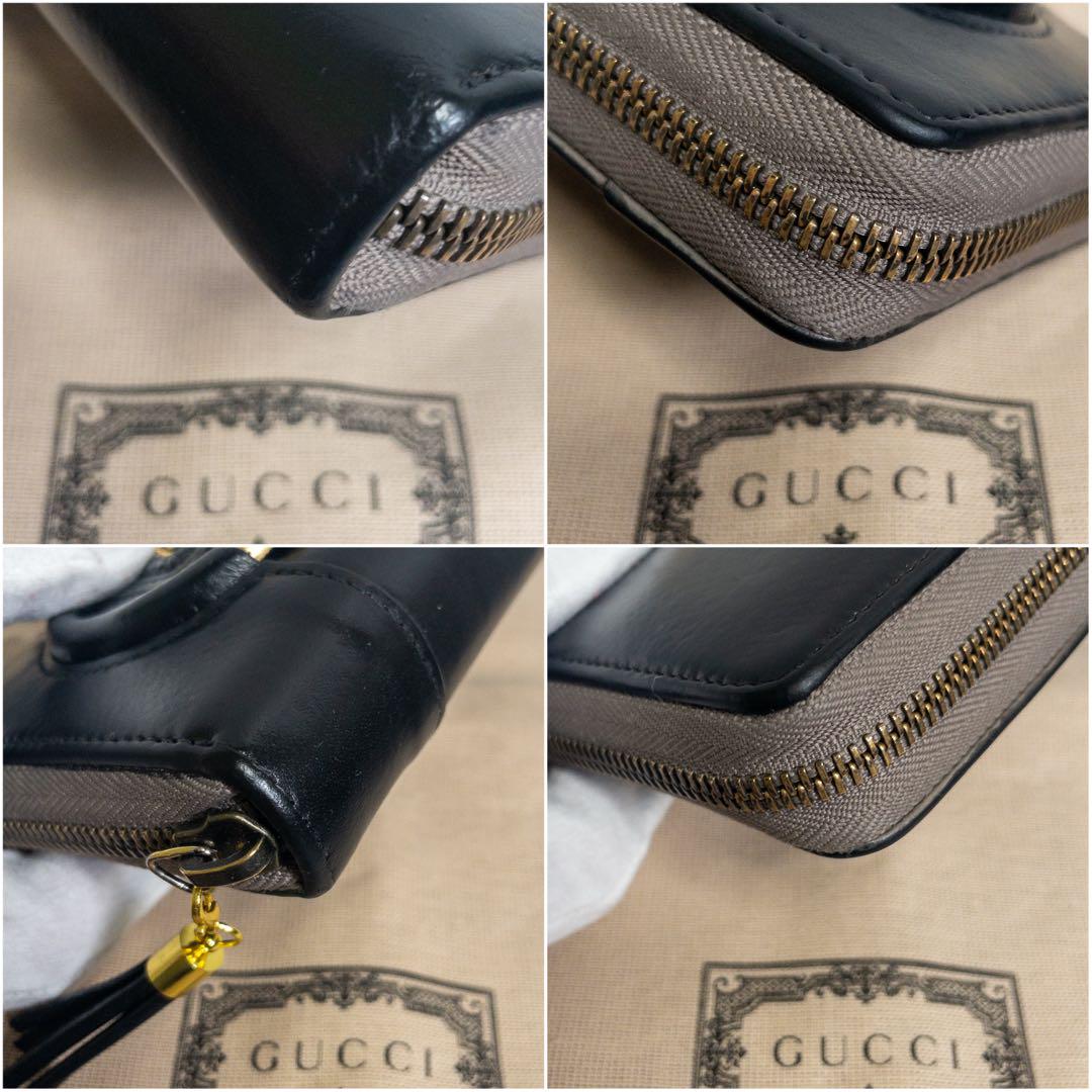 入手困難GUCCIツイル インターロッキングG ラウンドファスナー長財布レザー黒
