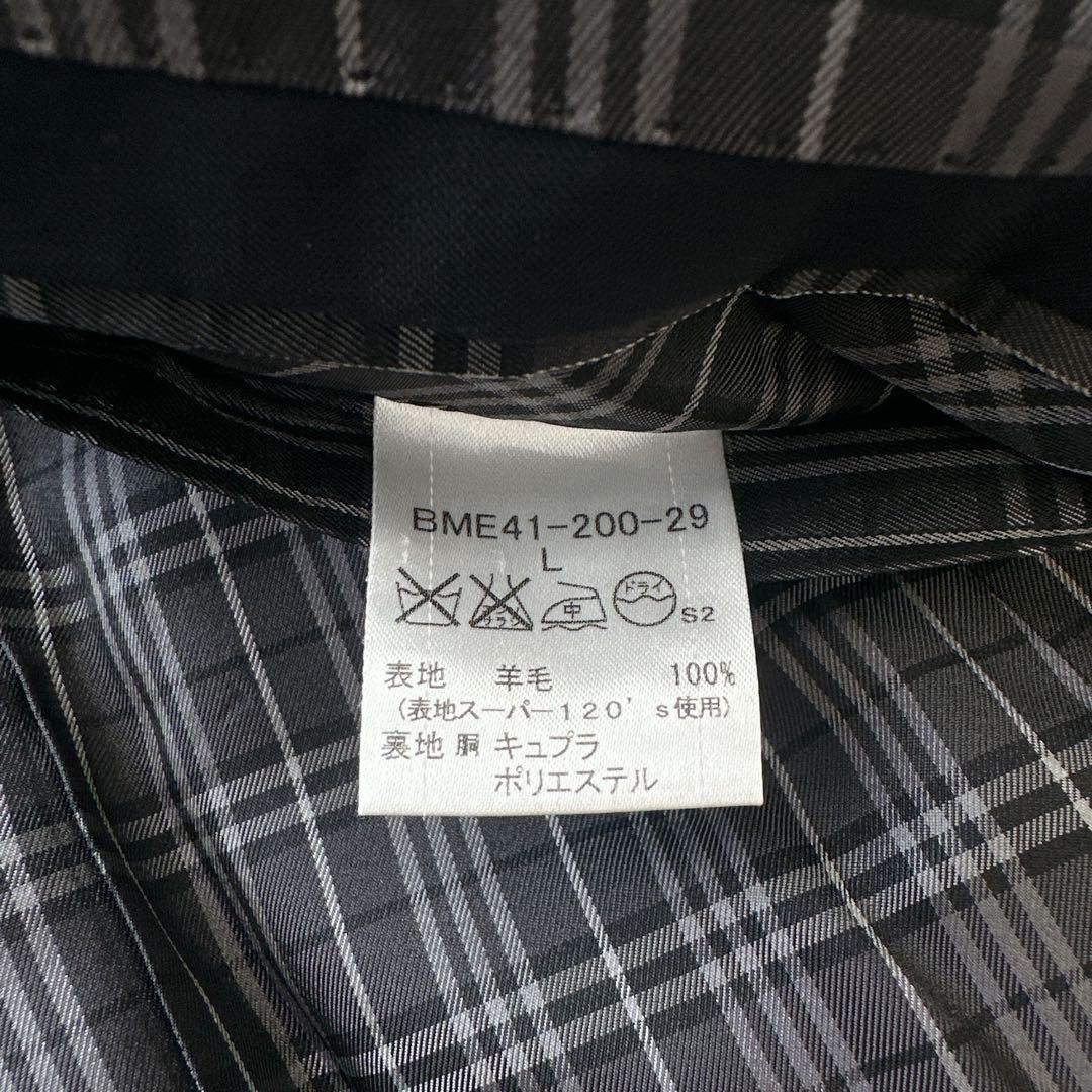 美品 バーバリーブラックレーベル テーラード 黒 銀ボタン スーパー120 L