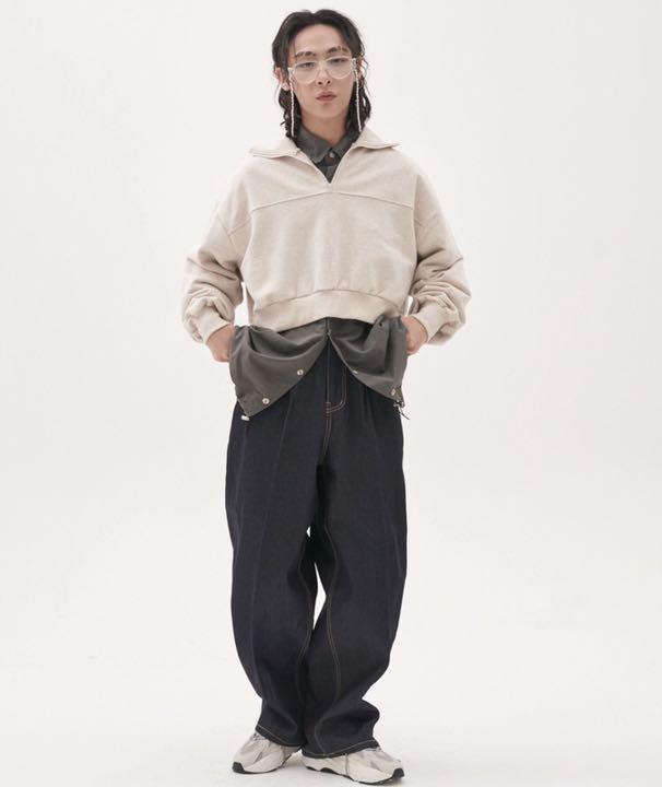 FEKETE WIDE STITCH LONG DENIM 8sCvx-m27088771173 セール得価