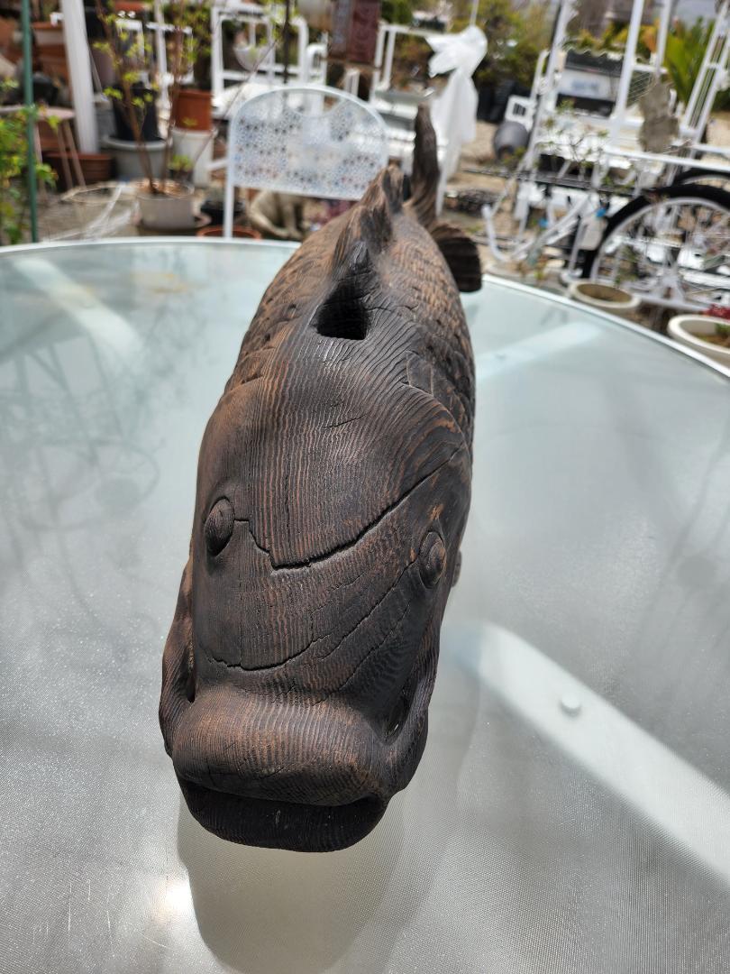 木彫 魚 自在鉤 鯉 90cm
