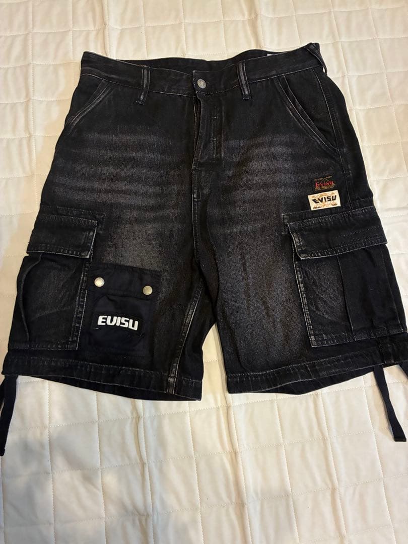 EVISU ブラック カーゴショートパンツ 31L EVISU