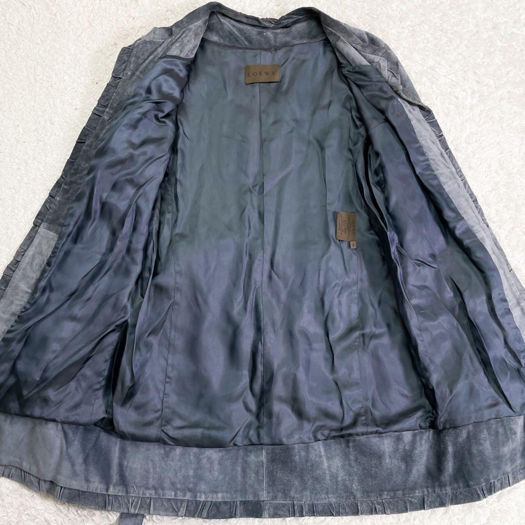 ロエベ LOEWE レザージャケット スエード グレー ベルト付 38（M相当） LOEWE ロエベ レザージャケット スエード グレー 38（M相当