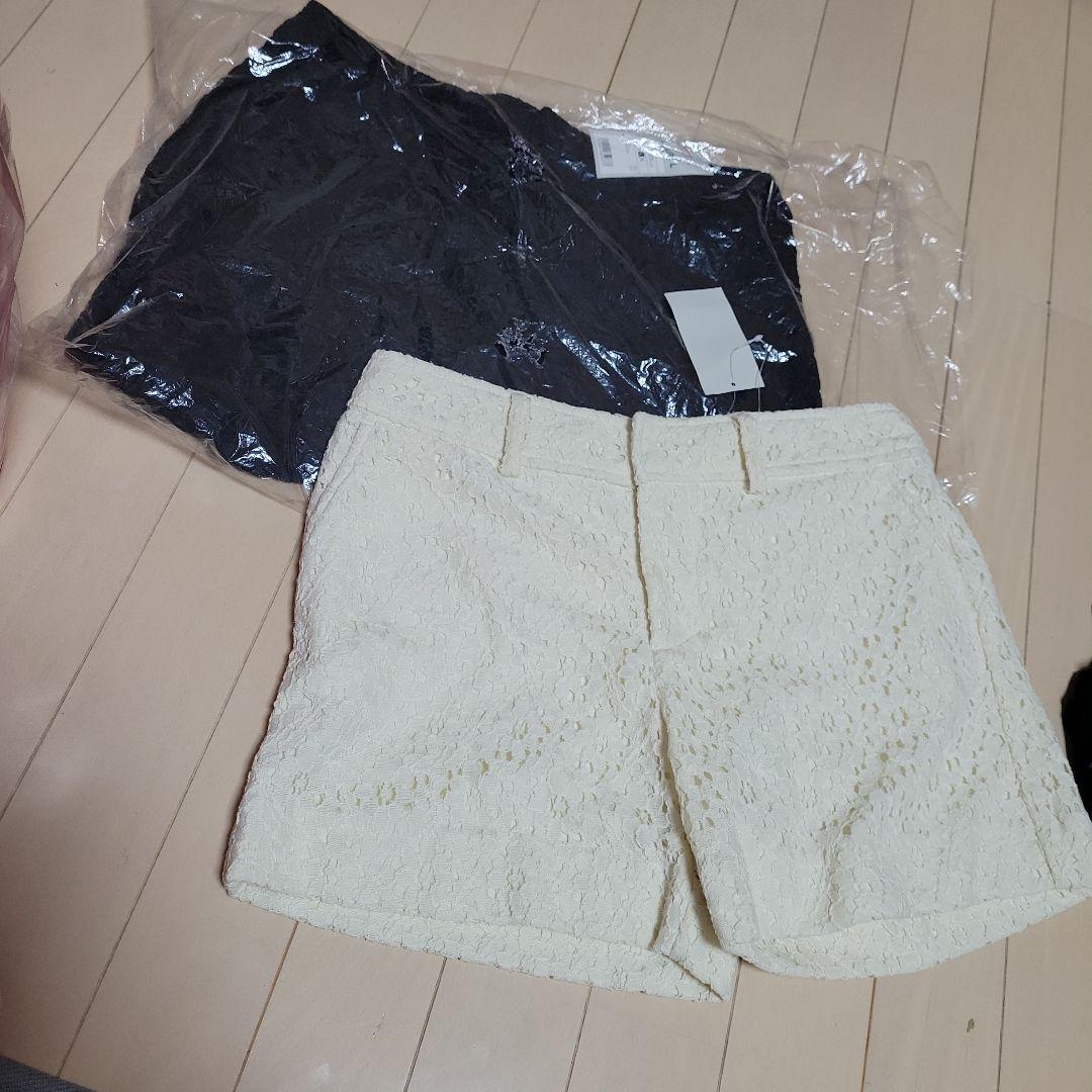 黒 白 アイボリー レース ショートパンツ L GU UNIQLO