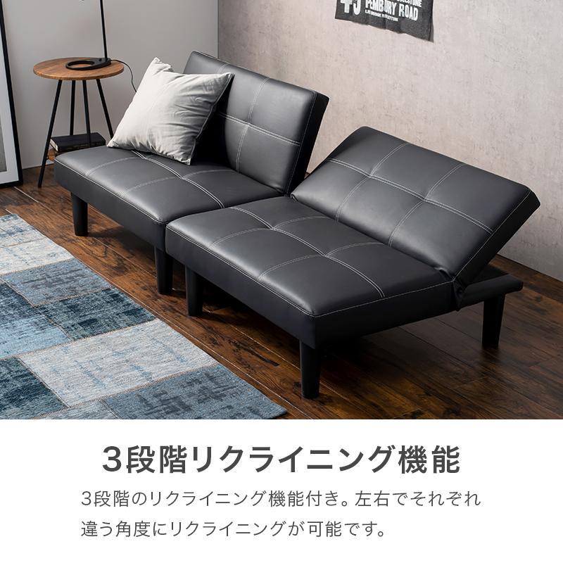 4wayライトグレー◆ベッドカウチ分割も出来るリクライニングマルチソファベッド