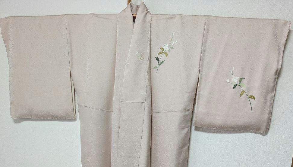 中古】 付下げ 友禅 レディース 正絹 ピンク 花柄 身丈155.5cm