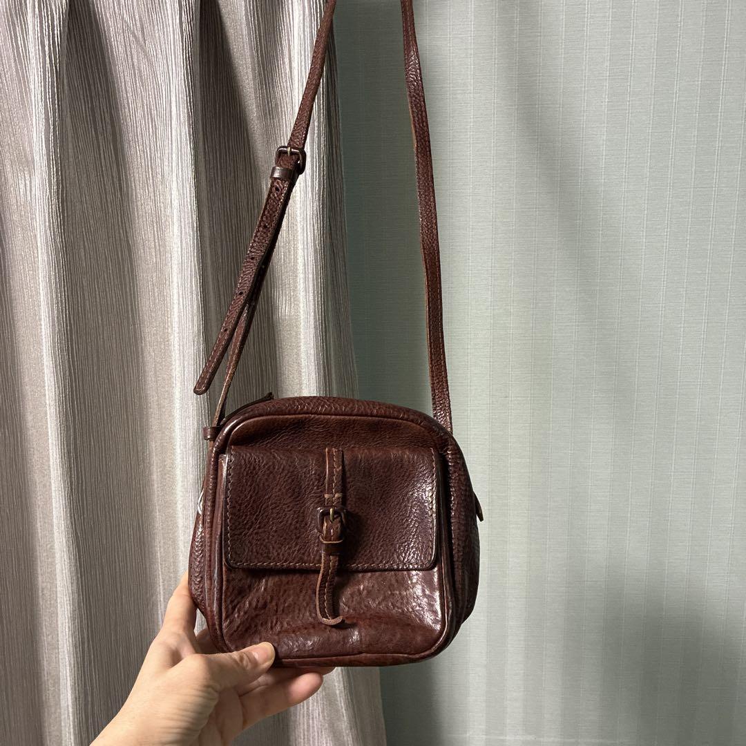 gentenブラウンレザーショルダーバッグ