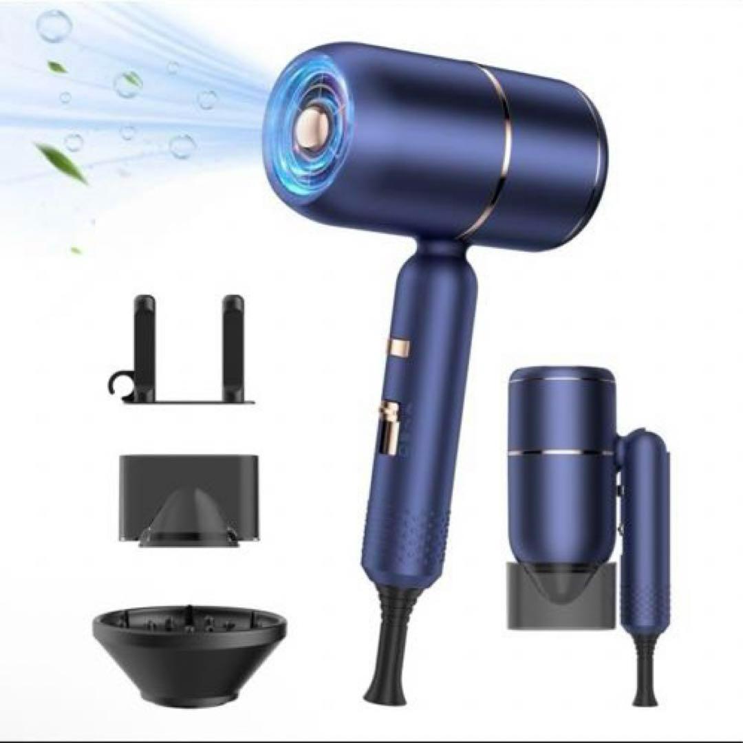 ヘアドライヤー 大風量 速乾 軽い 1500W マイナスイオン 折りたたみ式青