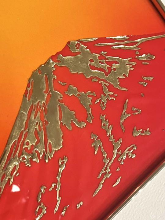 草場一壽 陶彩画 原画 赤金富士 草場さんの直筆メッセージ入り 草場一壽 陶彩画 原画 赤金富士 草場さんの直筆メッセージ入り