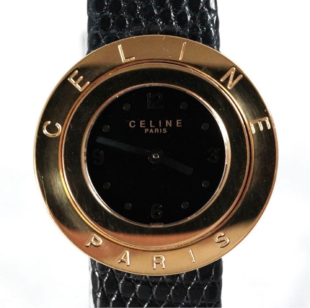 CELINE セリーヌ ベゼルロゴ型押し ラウンド レディース 腕時計 クォーツ