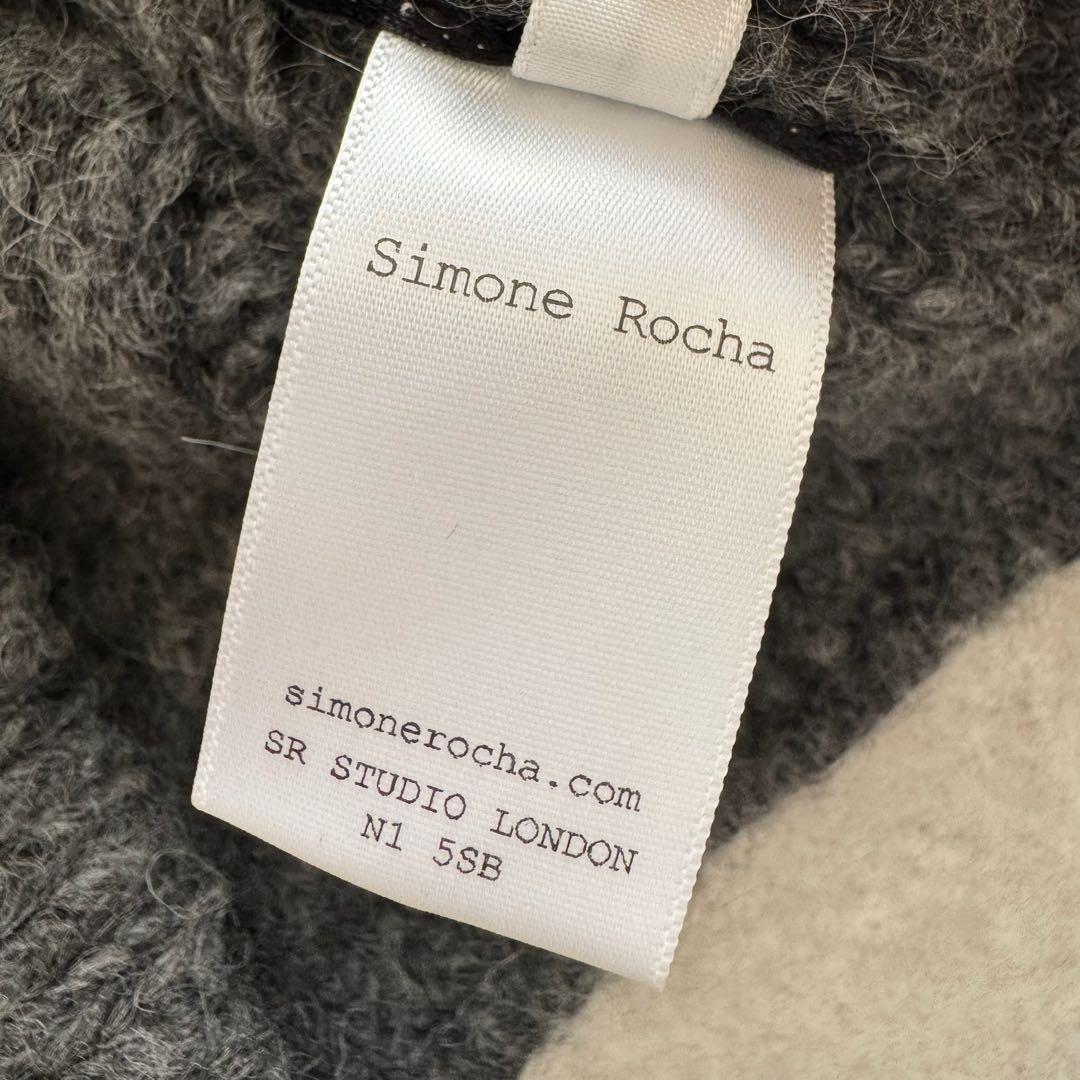 シモーネロシャ カーディガン パフスリーブ パール ケーブルニット グレー M シモーネロシャ カーディガン パフスリーブ パール ケーブルニット グレー M