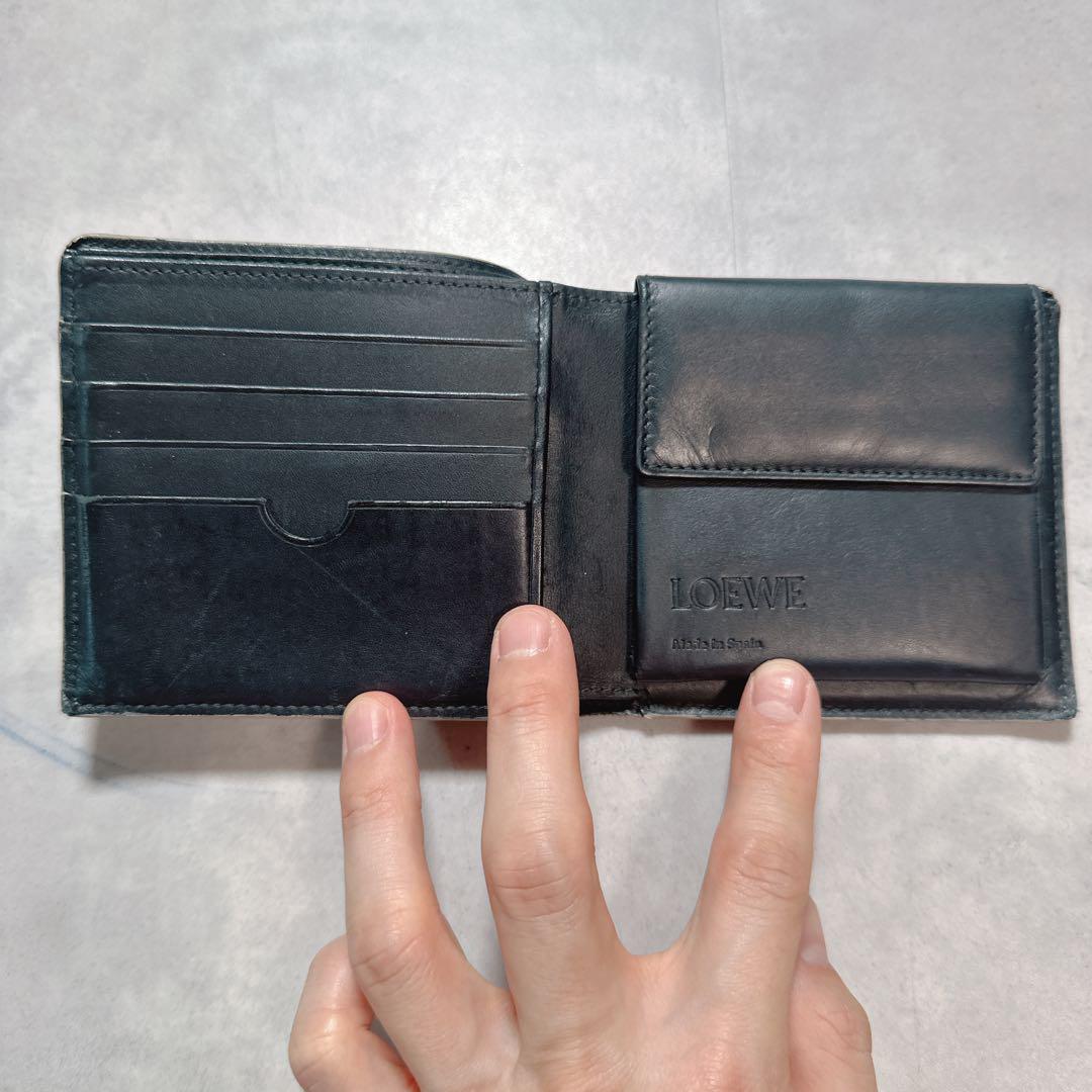 LOEWE ロエベ アナグラム リネン ２つ折り財布 グレー ウォレット