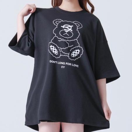OY クマプリント ブラックTシャツ