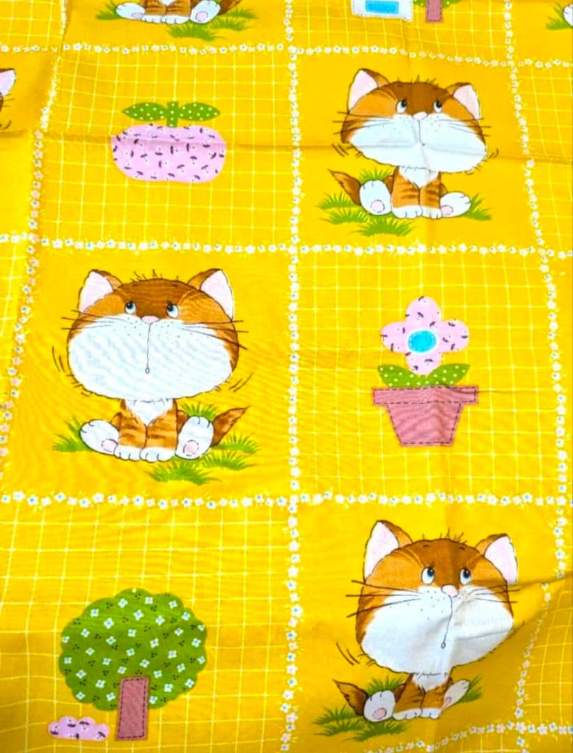 昭和レトロ 大きなとら猫ちゃん♡ハギレ アンティークシーツ 美品 昭和レトロ 大きなとら猫ちゃん♡ハギレ アンティークシーツ 美品