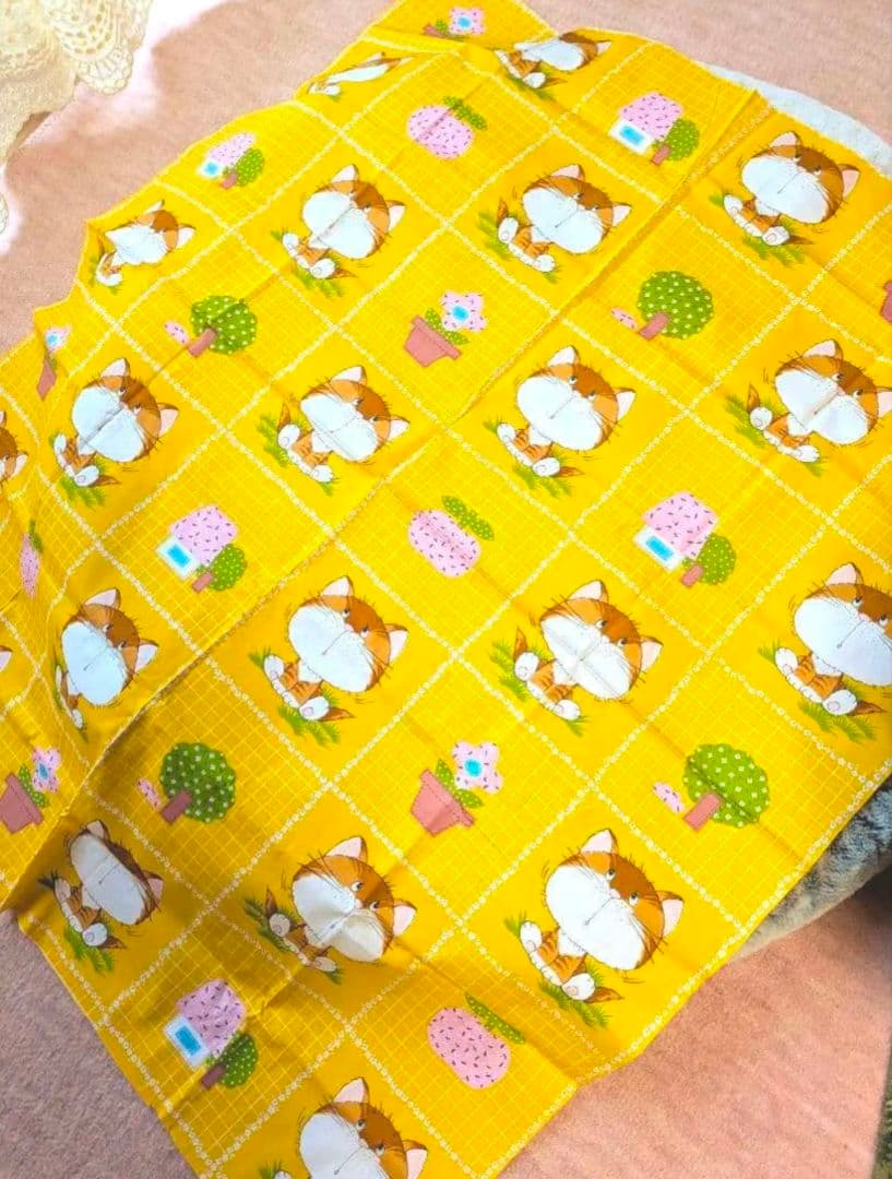 昭和レトロ 大きなとら猫ちゃん♡ハギレ アンティークシーツ 美品 昭和レトロ 大きなとら猫ちゃん♡ハギレ アンティークシーツ 美品