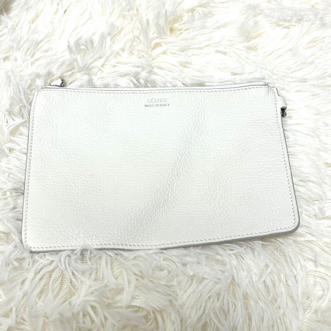 外観美品　CELINE セリーヌ　ビッグバッグ　バケット　ホワイト　ポーチ付　革
