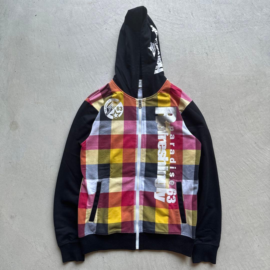 00s vache check zip hoodie チェック柄 ジップパーカー