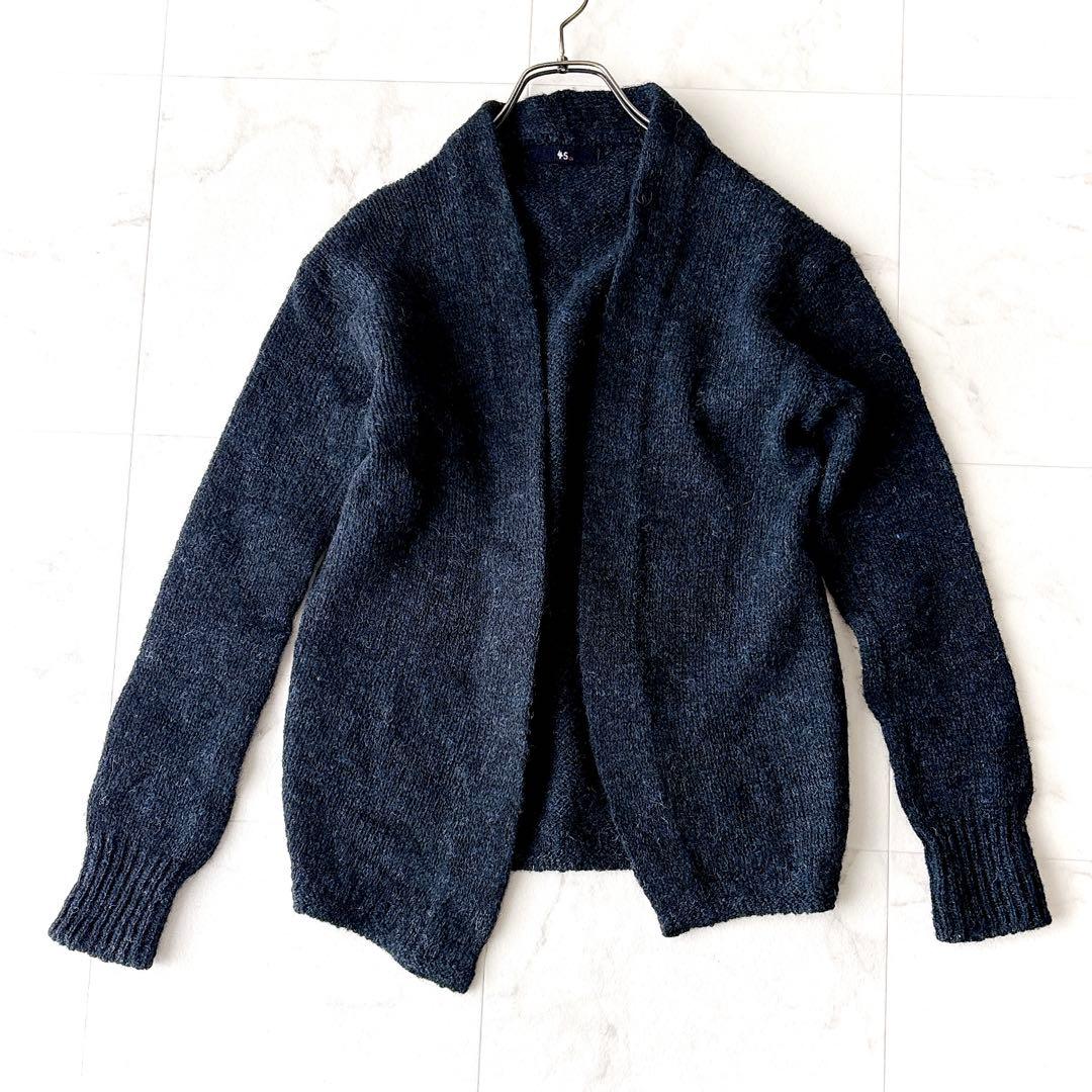 美品 45R シェットランドニットカーディガン ウール100% 2 M ブラック 美品 45R シェットランドニットカーディガン ウール100% 2 M ブラック