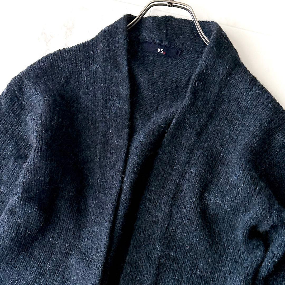 美品 45R シェットランドニットカーディガン ウール100% 2 M ブラック 美品 45R シェットランドニットカーディガン ウール100% 2 M ブラック