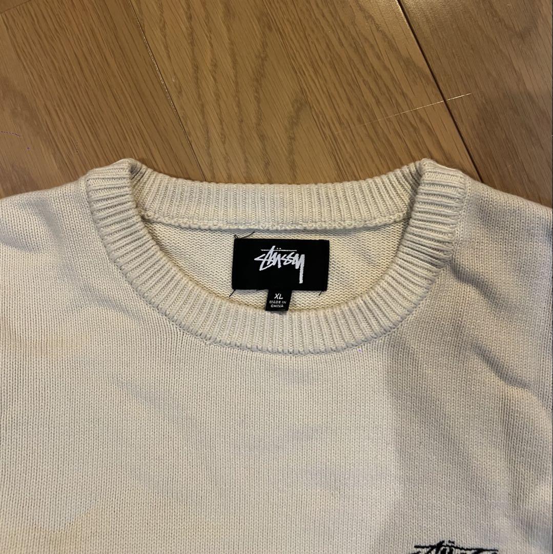 肌触りがいい care Stussy label メルカリ - クルーネック XLアイボリー sweater トップス
