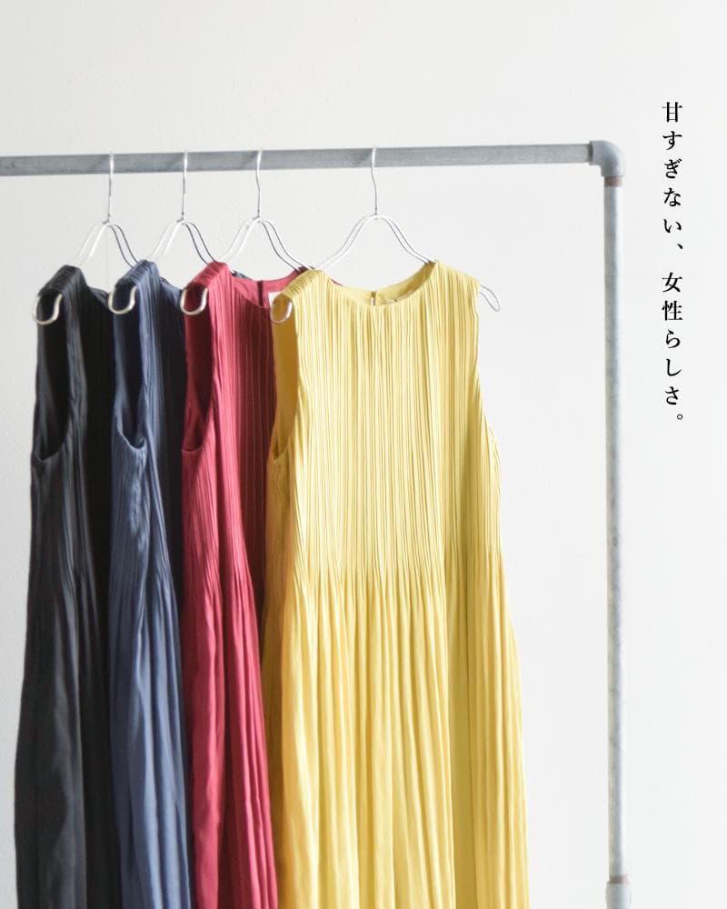 ADAWAS 新品 プリーツ ワンピース ノースリーブ マキシ ロング ドレス