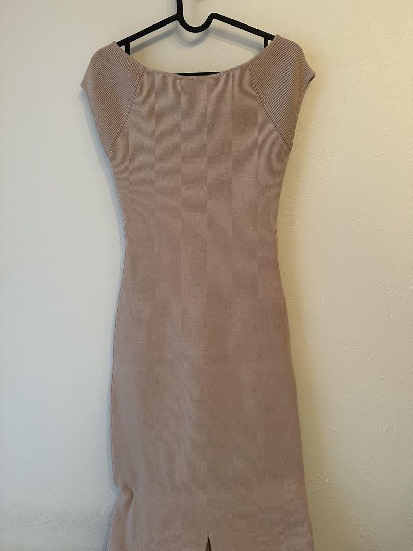 【ANDMARY】Bebe ribbon knit dress ベージュ