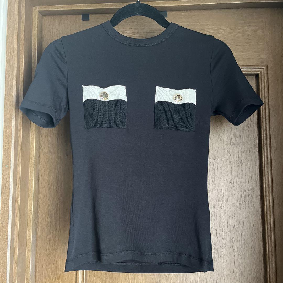 コントラストチャンキーニットディテールＴシャツ セットアップ ZARA ザラ 今季 コントラストチャンキーニットディテールTシャツ