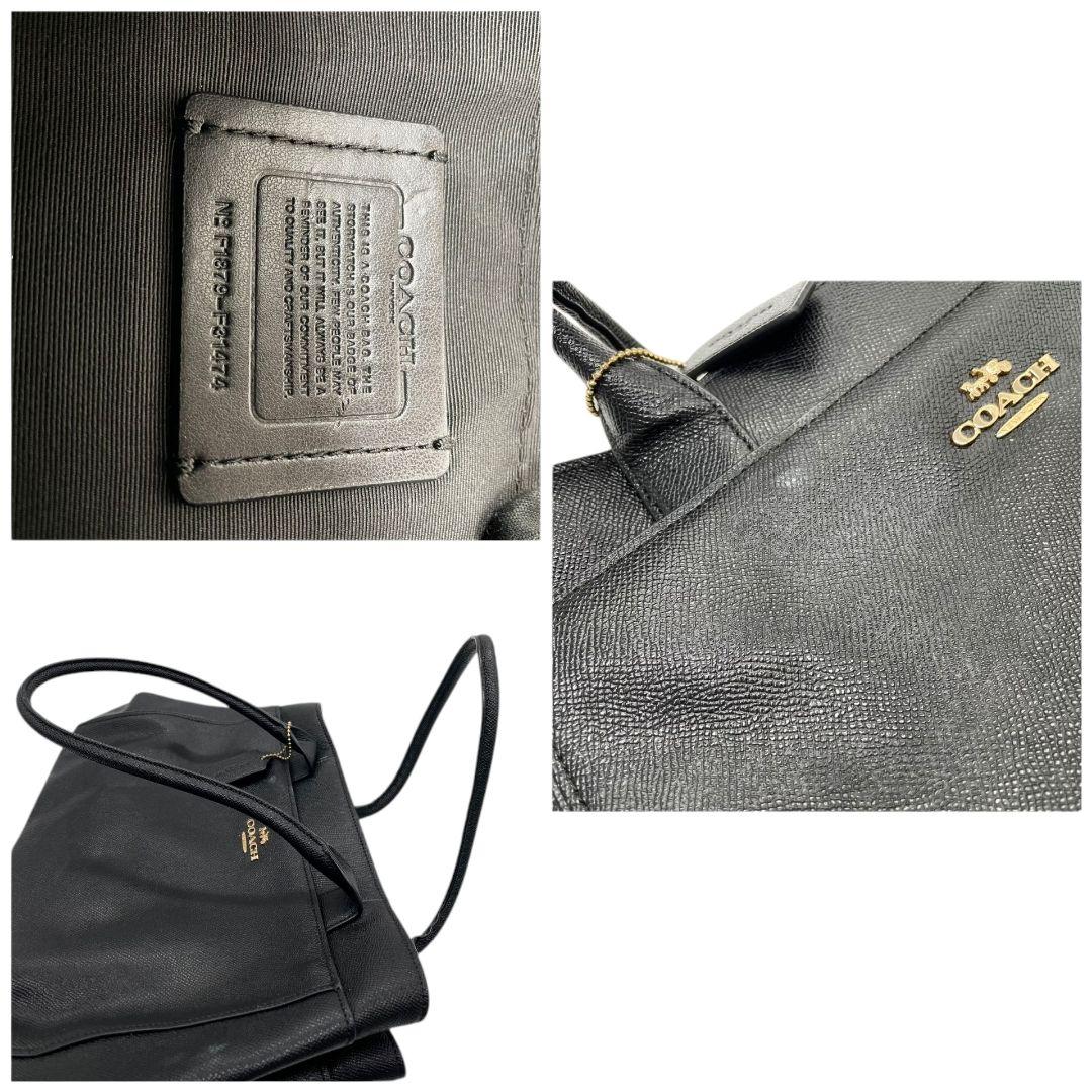 コーチ トートバッグ 黒 レザー ギャラリー ロゴタグ coach S24