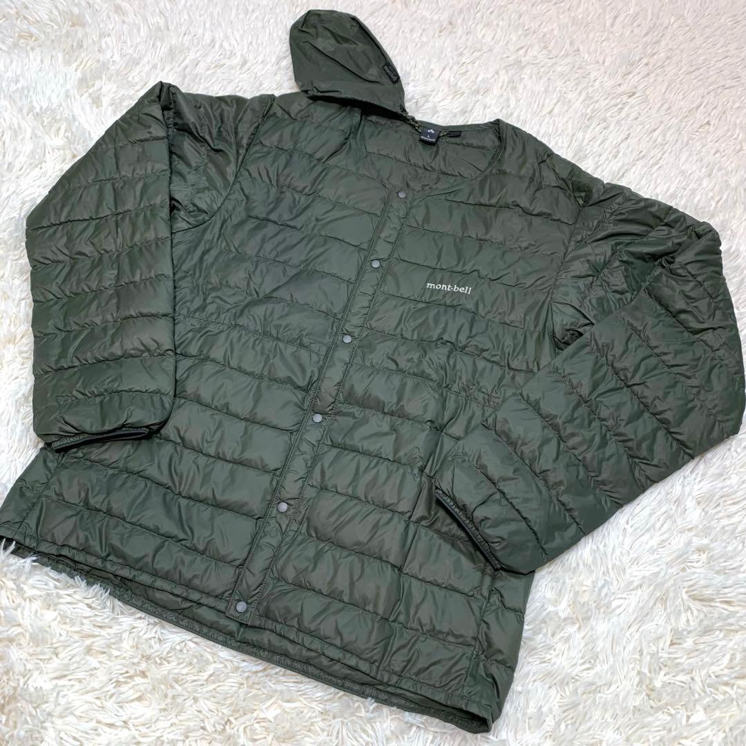 【美品】mont-bell スペリオダウン ラウンドネックジャケット　グリーン