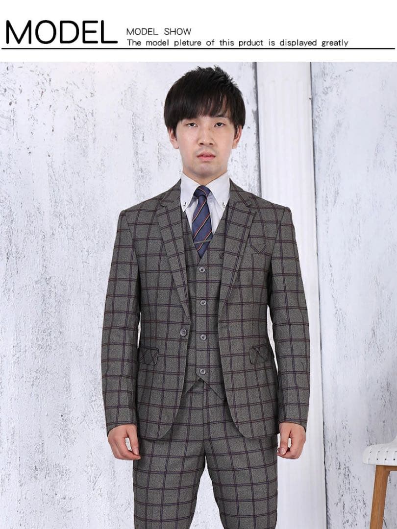 スーツ メンズ XL 一つボタン チェック柄 cc01 通勤 面接 結婚式XL LL