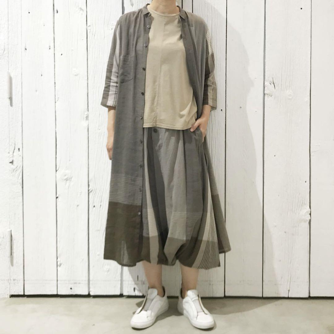 美品 pas de calais パドカレ シャツワンピース 竹 バンブー 綿