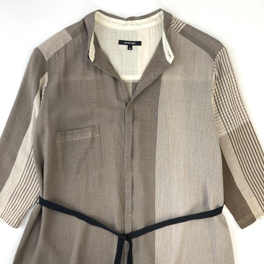 美品 pas de calais パドカレ シャツワンピース 竹 バンブー 綿 美品 pas de calais パドカレ シャツワンピース 竹 バンブー 綿