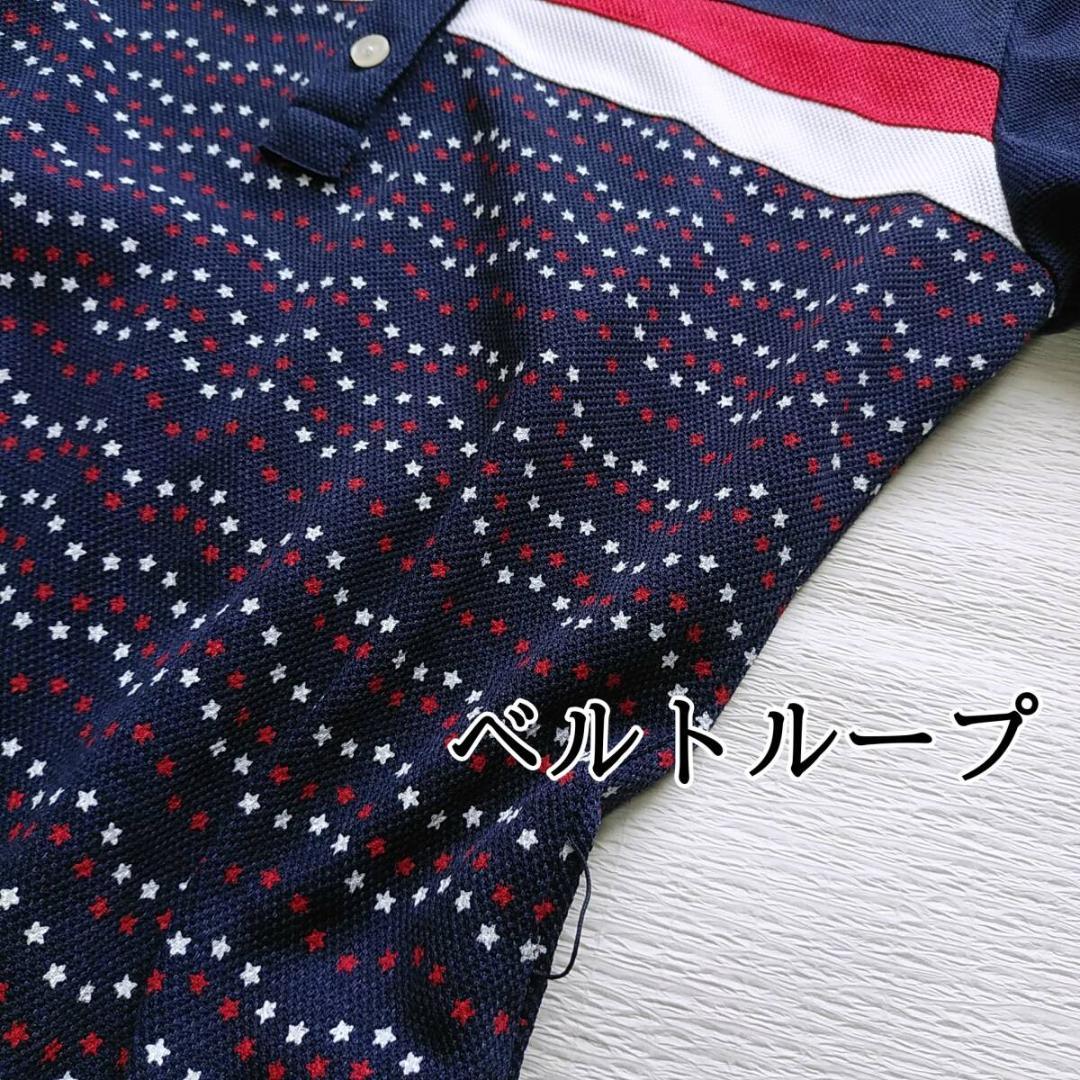 美品キャロウェイ 半袖ポロワンピース 紺 星 ベアワッペン