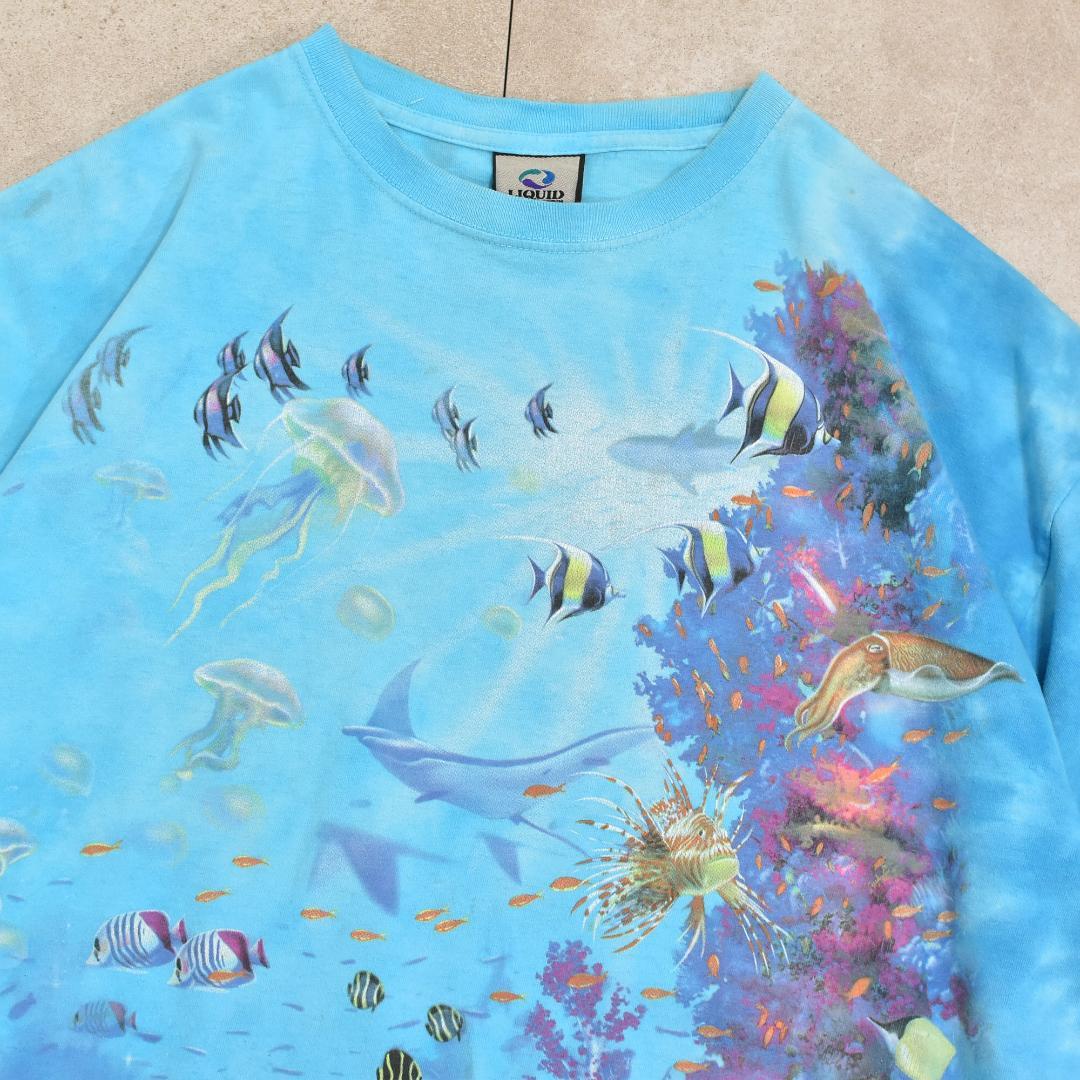 00s LIQUID BLUE リキッドブルー オーシャン柄 タイダイTシャツ