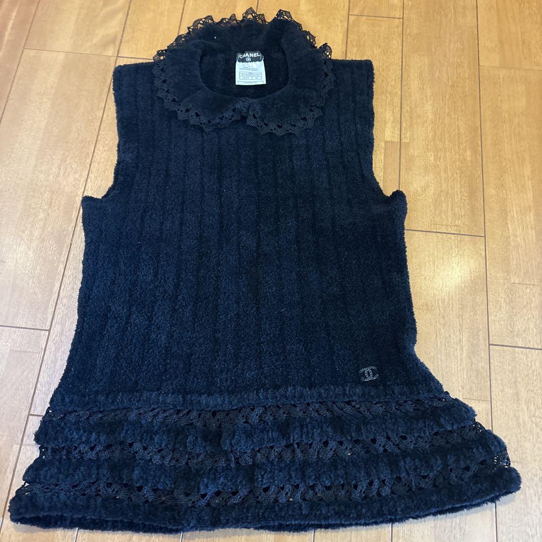 シャネルベスト 24A☆》CHANEL カシミア ジレ ベスト チェーン (CHANEL/ベスト