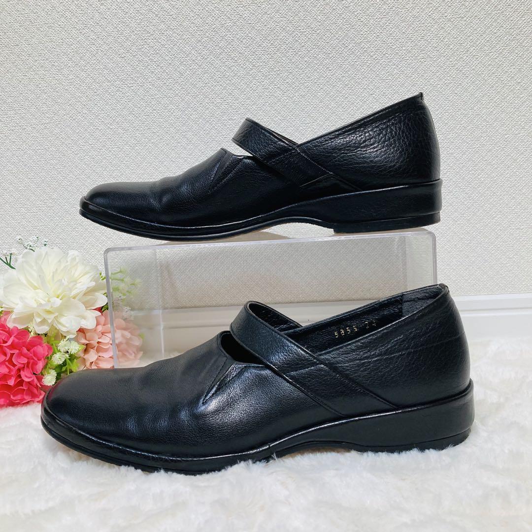 ✨美品✨SAYA サヤ　【24cm】レザーシューズ　フラットシューズ　ストラップ