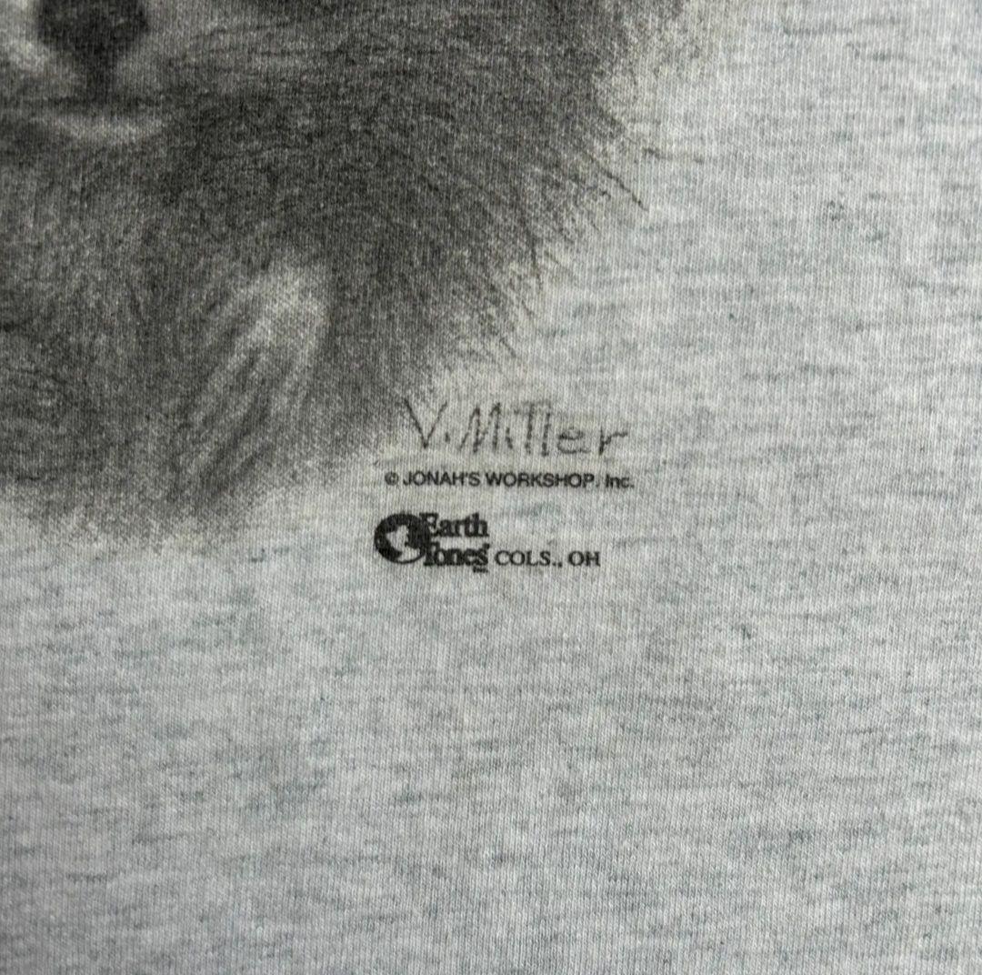 90s 古着 アライグマ tシャツ グレー アニマル シングルステッチ