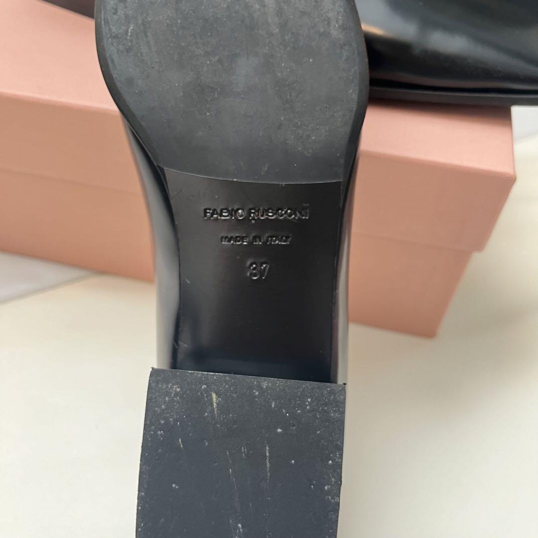 【美品】FABIO RUSCONI 黒 レザー フラットシューズ