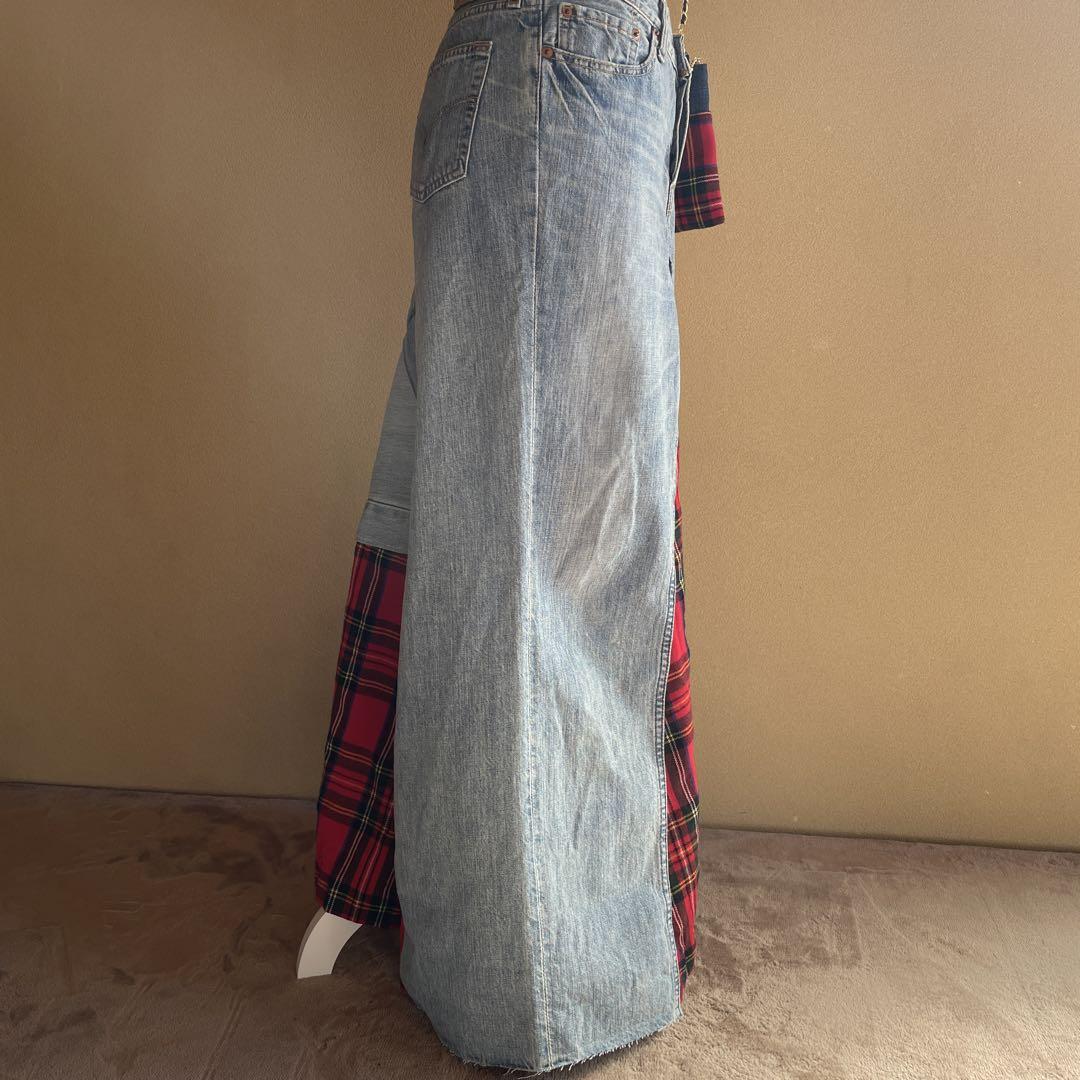 ハンドメイド デニムリメイク ロングスカート ショルダーバッグ サコッシュ - メルカリ