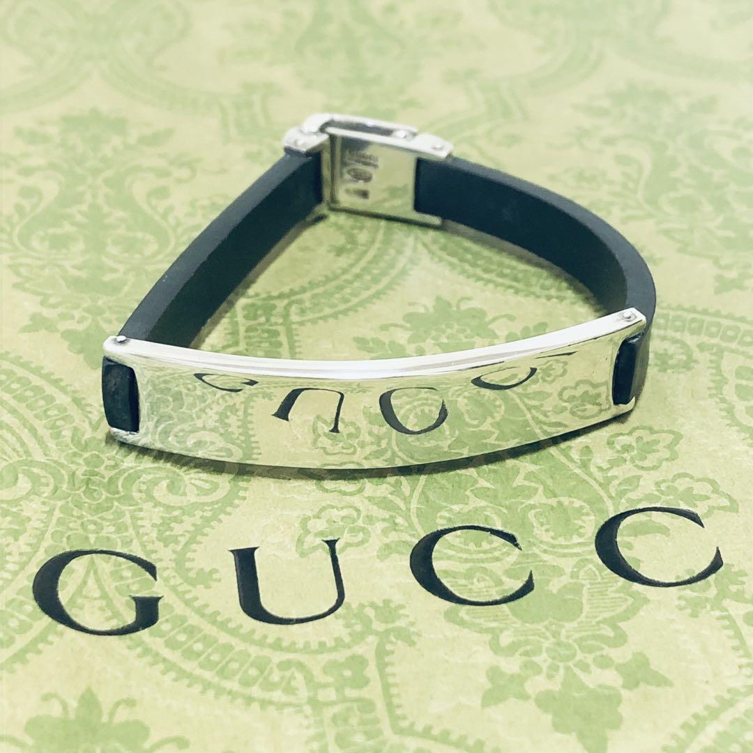 GUCCI ラバー シルバー プレート ブレスレット J256025