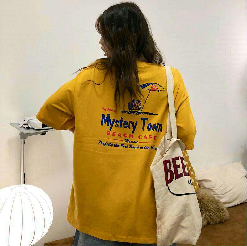 半袖Tシャツ女性の夏服、ゆったり、原宿、復古、上着