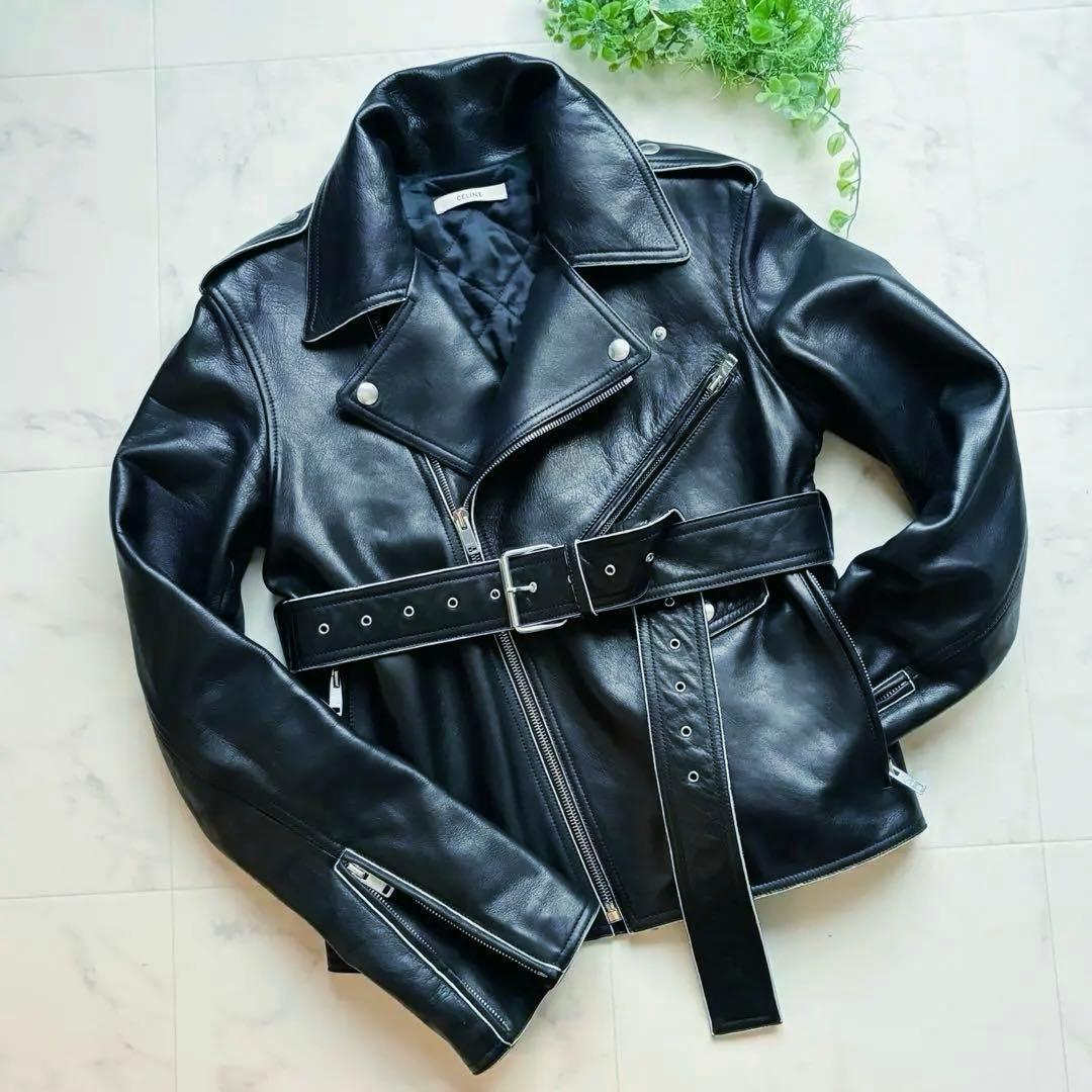 【美品❣】セリーヌ　フィービー期　ダブルライダースジャケット　ブラック　カーフ